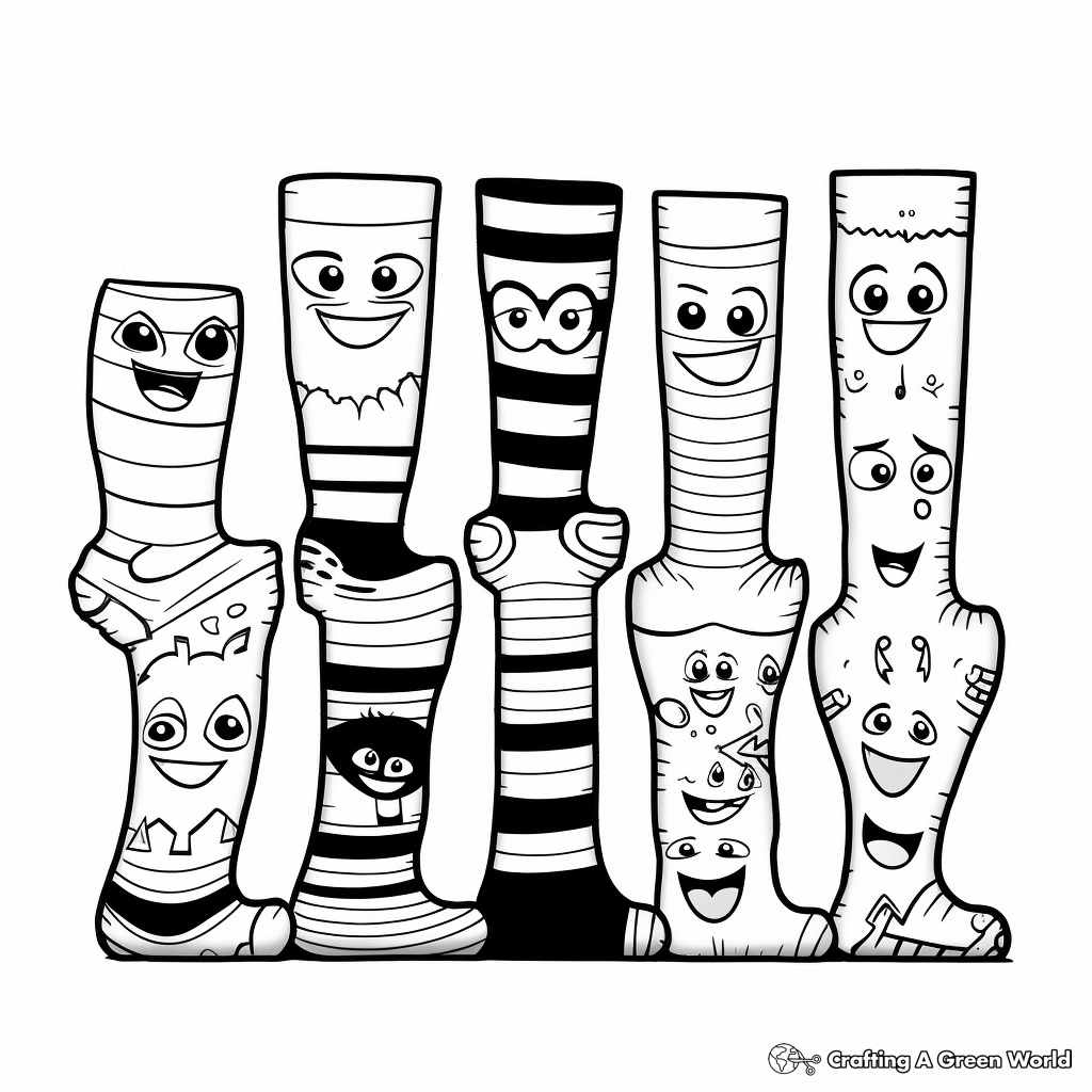 Crazy socks coloring pages