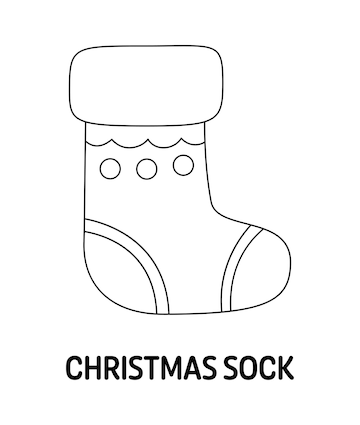 Premium vector coloring page with christmas sock for kids