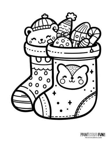 Christmas stocking clipart pages for easy craft coloring fun for the holidays at