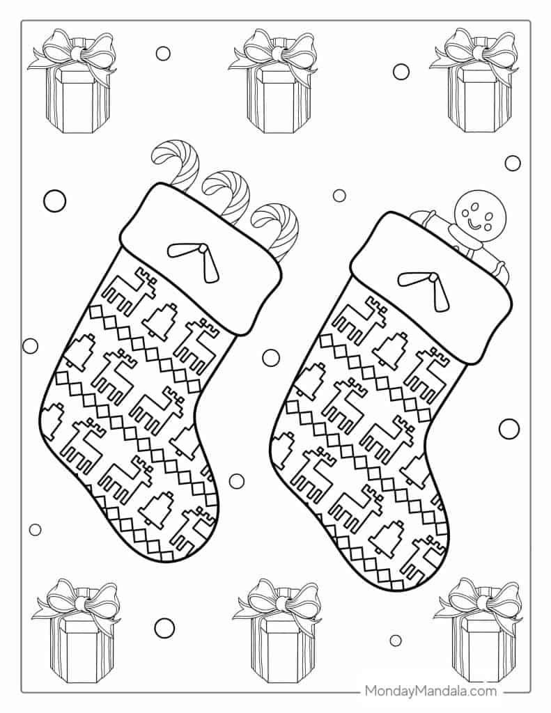 Christmas stockings coloring pages free printables