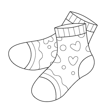 Premium vector socks coloring book for kids coloring page monochrome black and white illustration