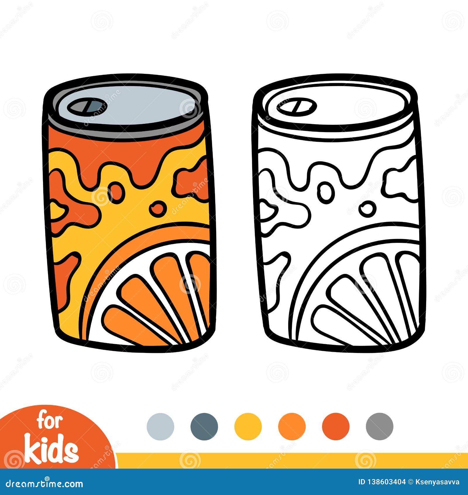 Coloring book aluminum soda can stock vector