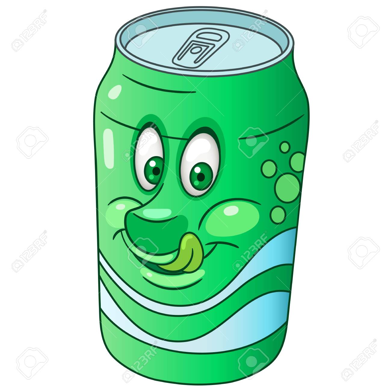 Soda can beverage drink concept happy cartoon design for kids coloring book colouring page t