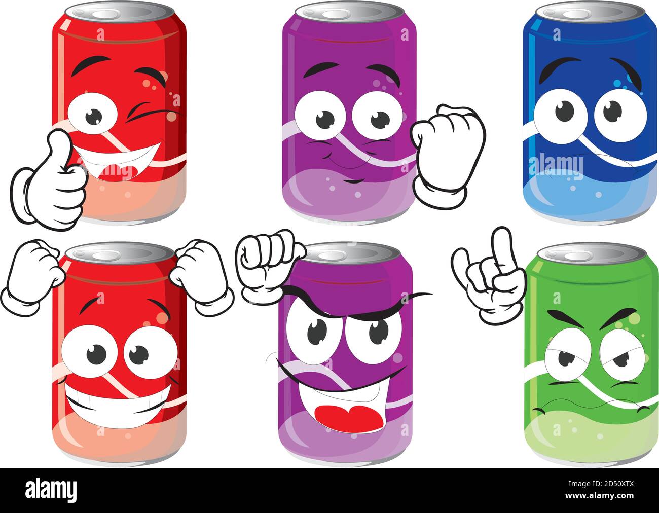 Soda can drink and beverage concept emoticon collection cartoon characters for kids coloring book colouring pages t