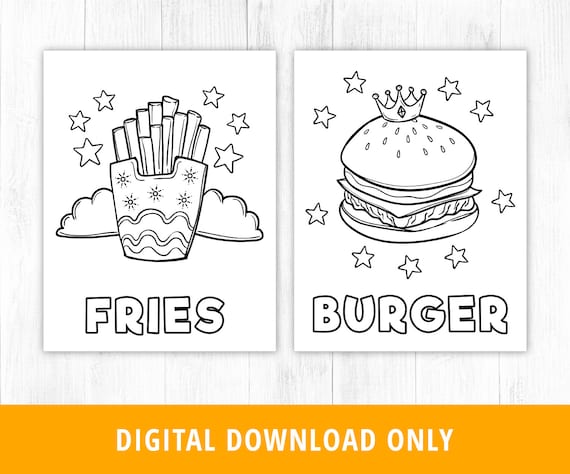 Fast food coloring pages food coloring pages printable coloring pages junk food burger hot dog pizza ice cream soda taco digital