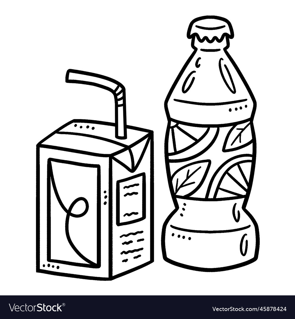 Soda and juice isolated coloring page for kids vector image