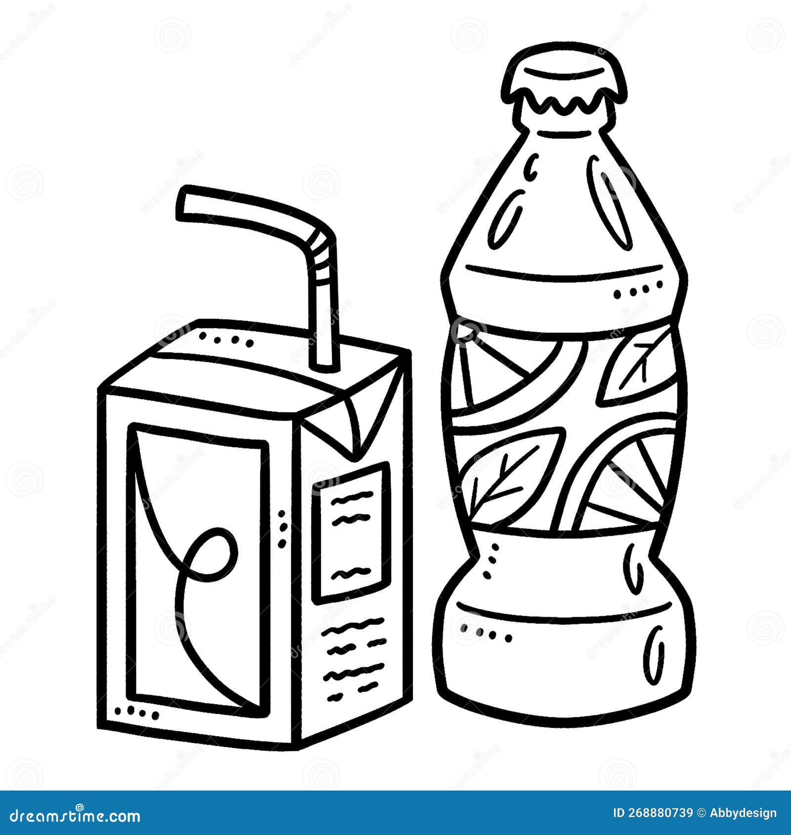 Soda and juice isolated coloring page for kids stock vector