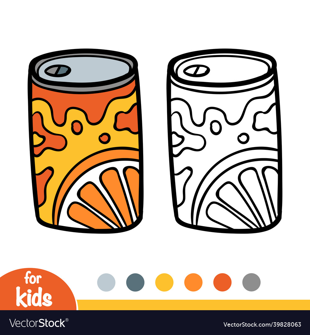 Coloring book aluminum soda can royalty free vector image