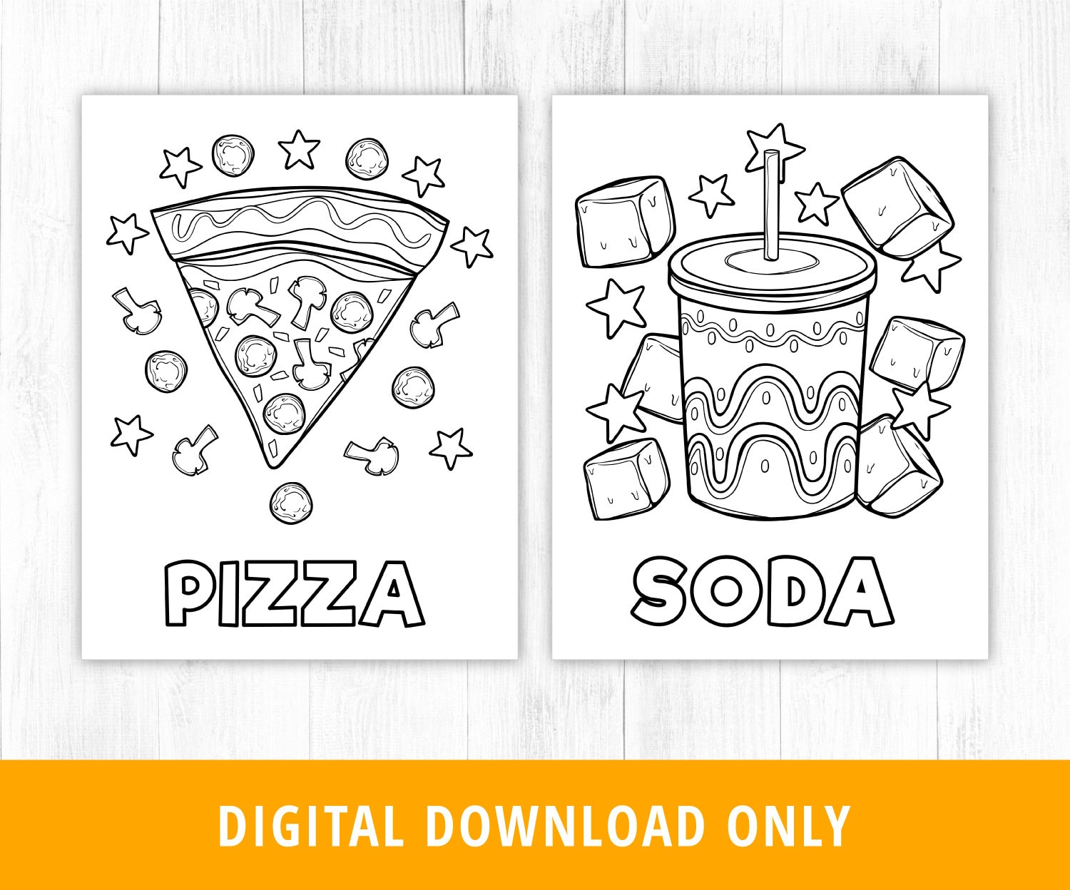 Fast food coloring pages food coloring pages printable coloring pages junk food burger hot dog pizza ice cream soda taco digital