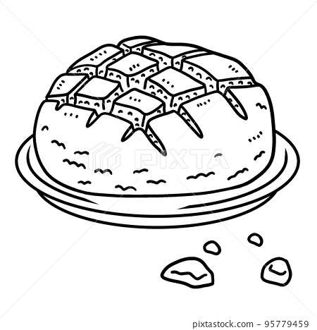 Irish soda bread isolated coloring page for kids