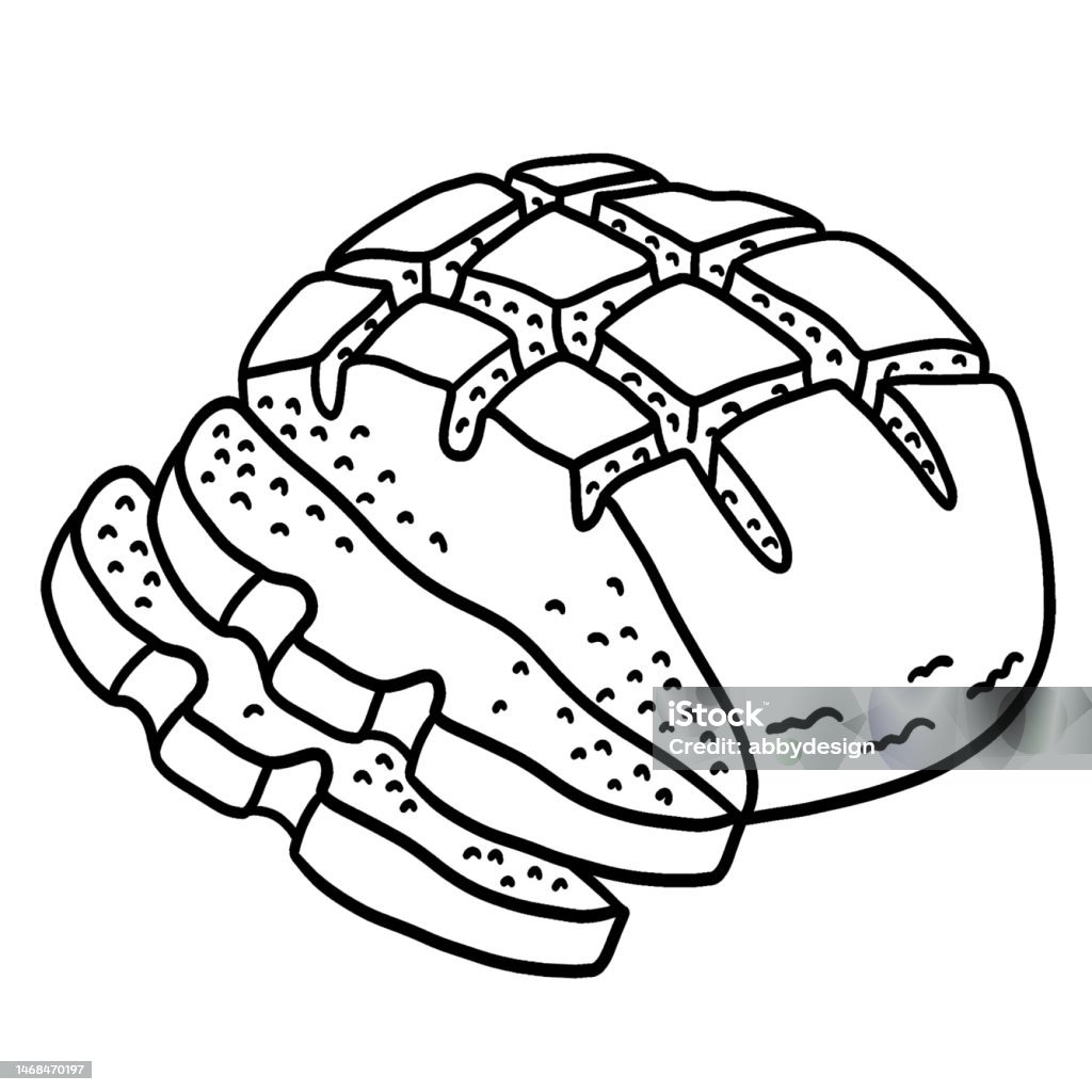 Slice irish soda bread isolated coloring page stock illustration