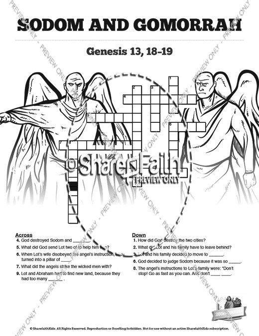 The story of sodom and gomorrah sunday school crossword puzzles clover media