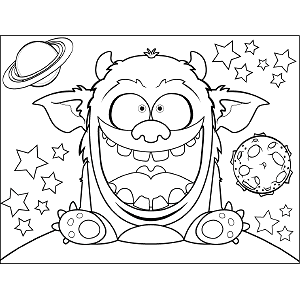 Big space monster coloring page