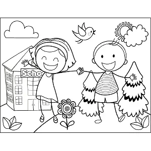 Boy and girl coloring page