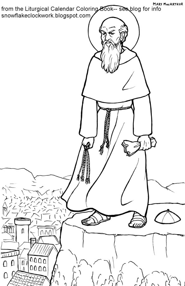 Snowflake clockwork st peter damian coloring page