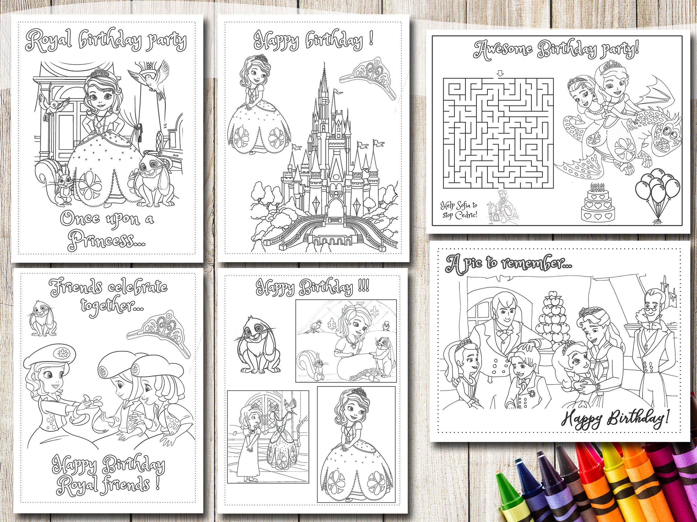 Princess sofia coloring pages instant download princess sofia party favors princess sofia birthday favor princess sofia coloring book