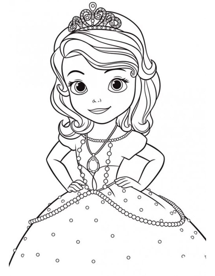 Princess sofia with a teara coloring page