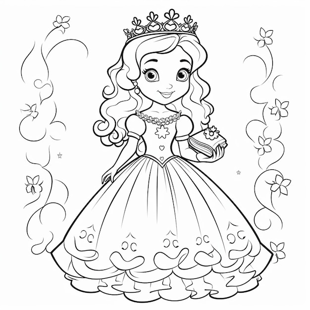 Premium ai image princess coloring pages for kids generative ai