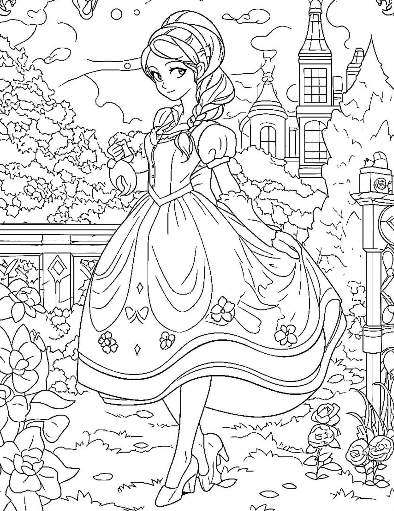 Gorgeous princess coloring pages for kids and adults