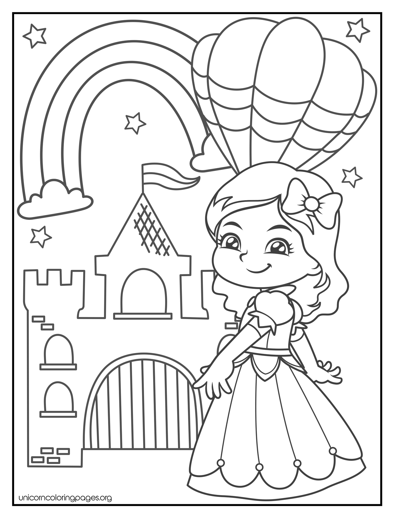 Free princess coloring pages for kids printable easy sheet