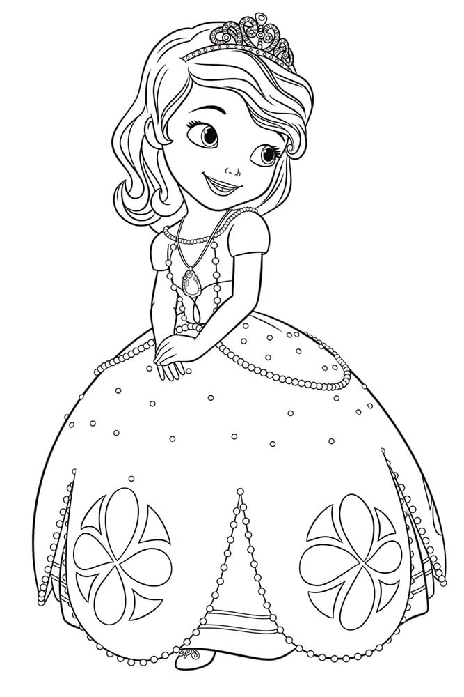 Princess sofia smiling coloring page