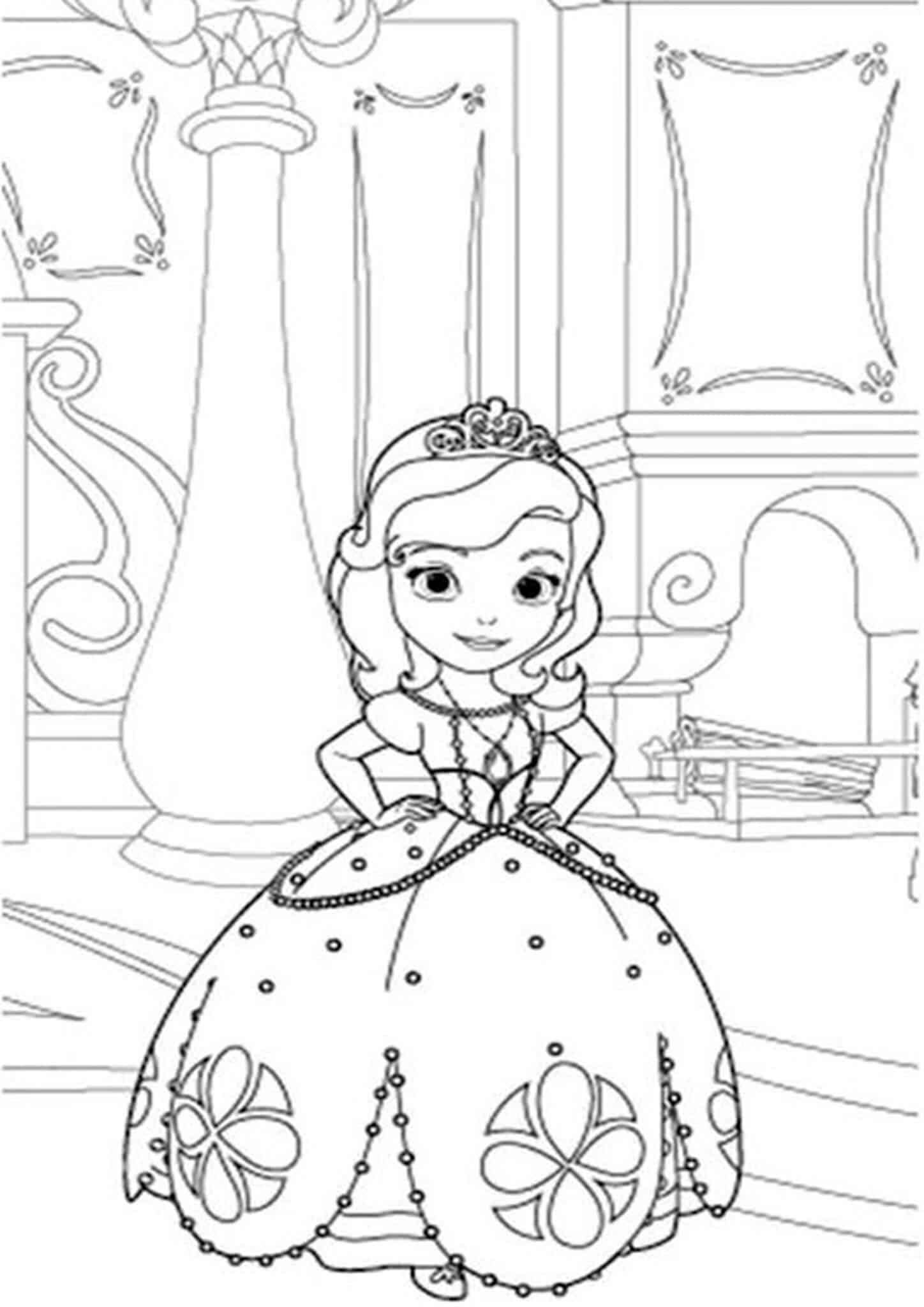 Free easy to print sofia the first coloring pages