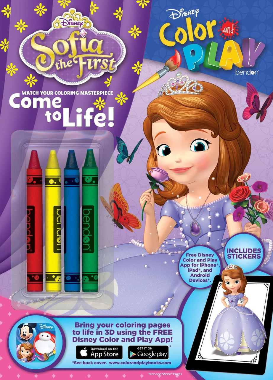 Disney sofia the first color play activity book with crayons pages crayons