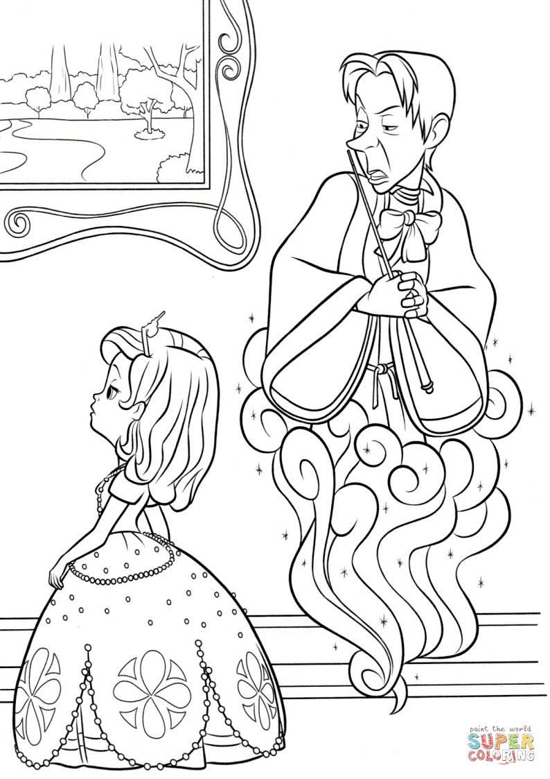 Cedric the sorcerer and sofia coloring page free printable coloring pages