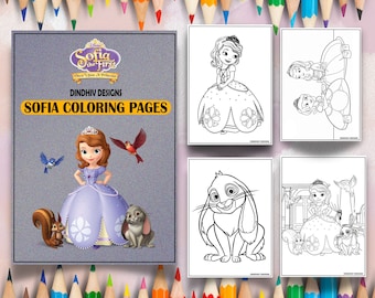 Sofia the princes coloring pages pages for kids and adults digital delivery easy to print