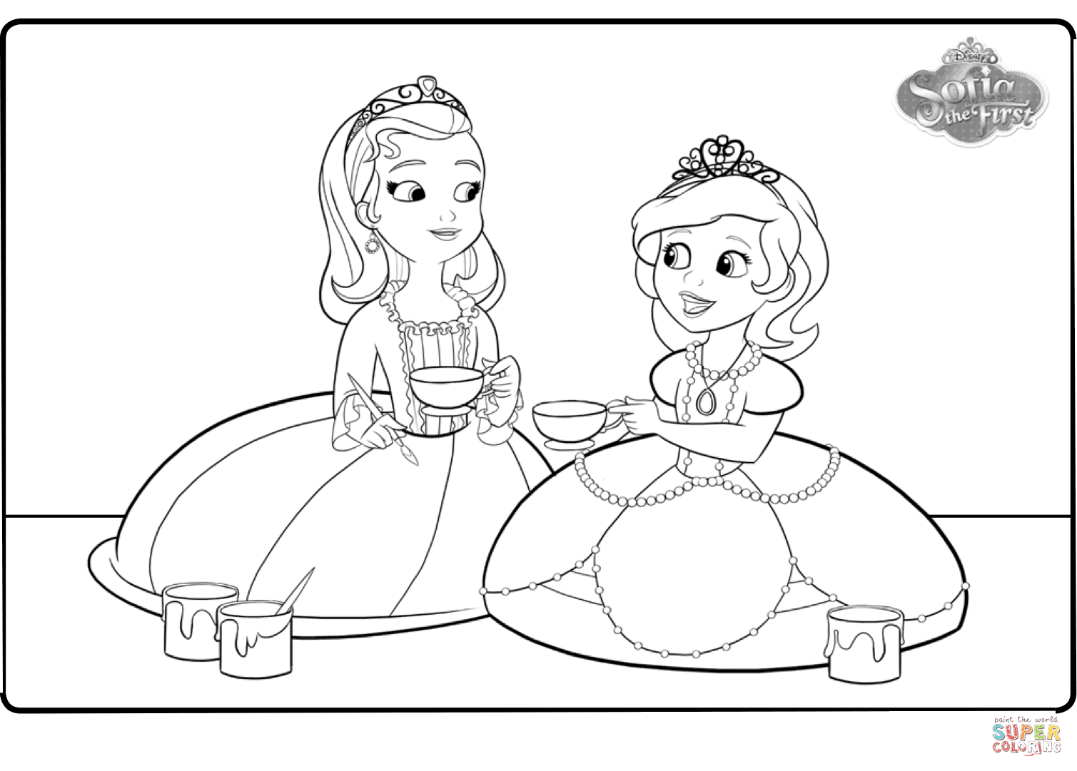 Princess sofia and princess amber coloring page free printable coloring pages