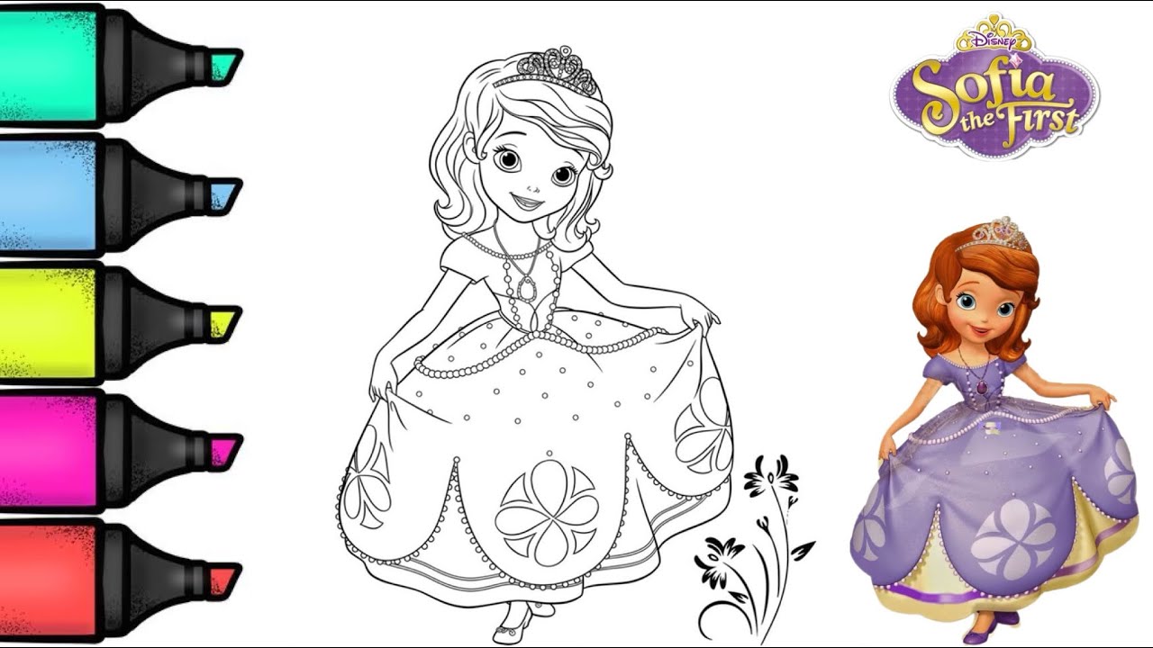 Disney princess sofia the first coloring page coloring videos for kids coloring sofiathefirst