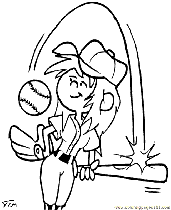 Coloring pages softball girl sports baseball