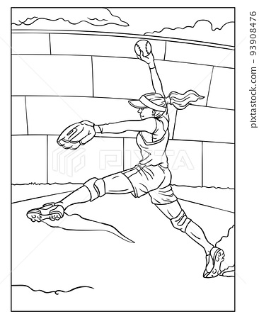 Softball coloring page for kids