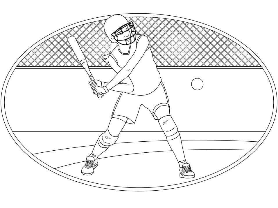 Play softball coloring page