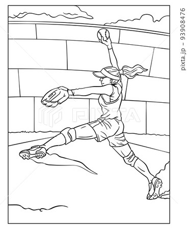 Softball coloring page for kids