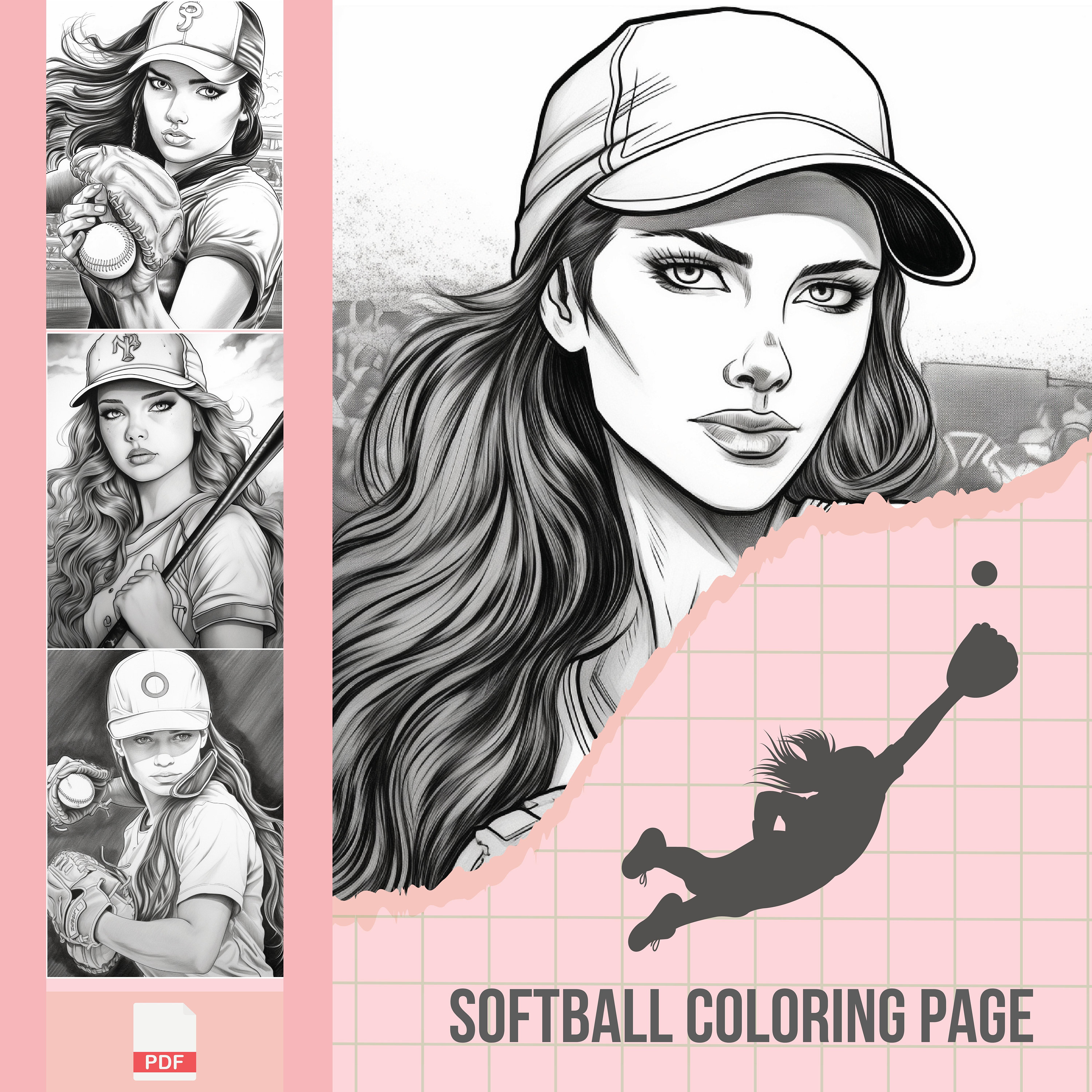 Softball coloring page