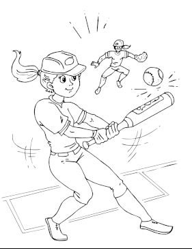 Softball hit ball coloring page