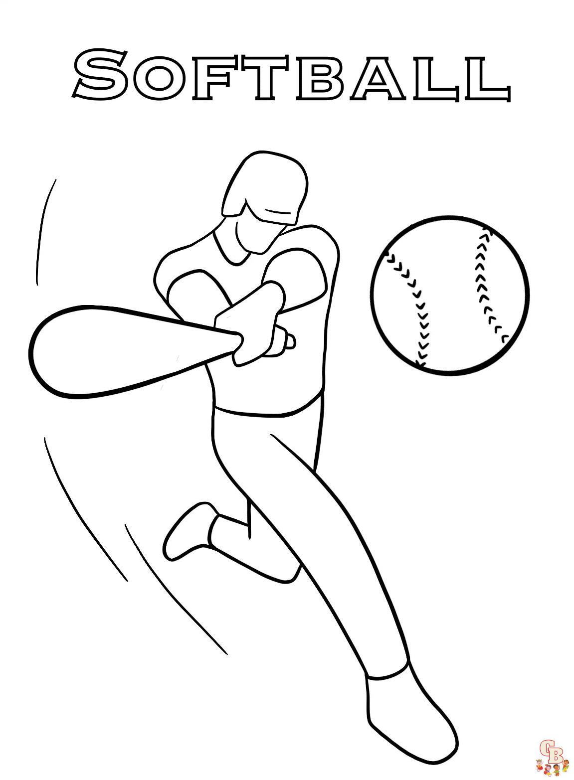 Score a home run with softball coloring pages