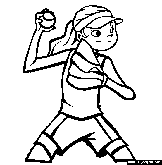 Colorful softball coloring pages