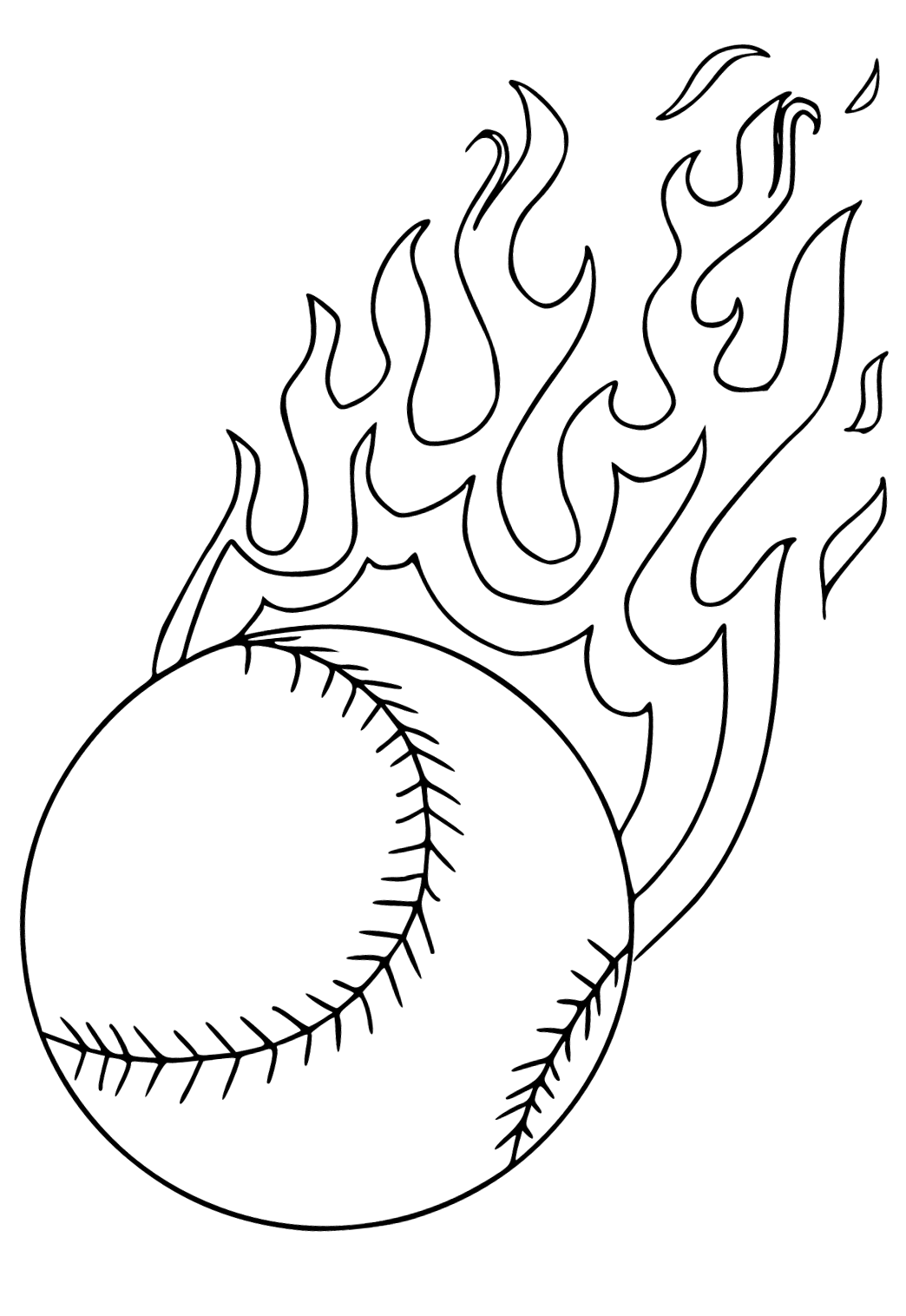 Free printable softball flame coloring page for adults and kids