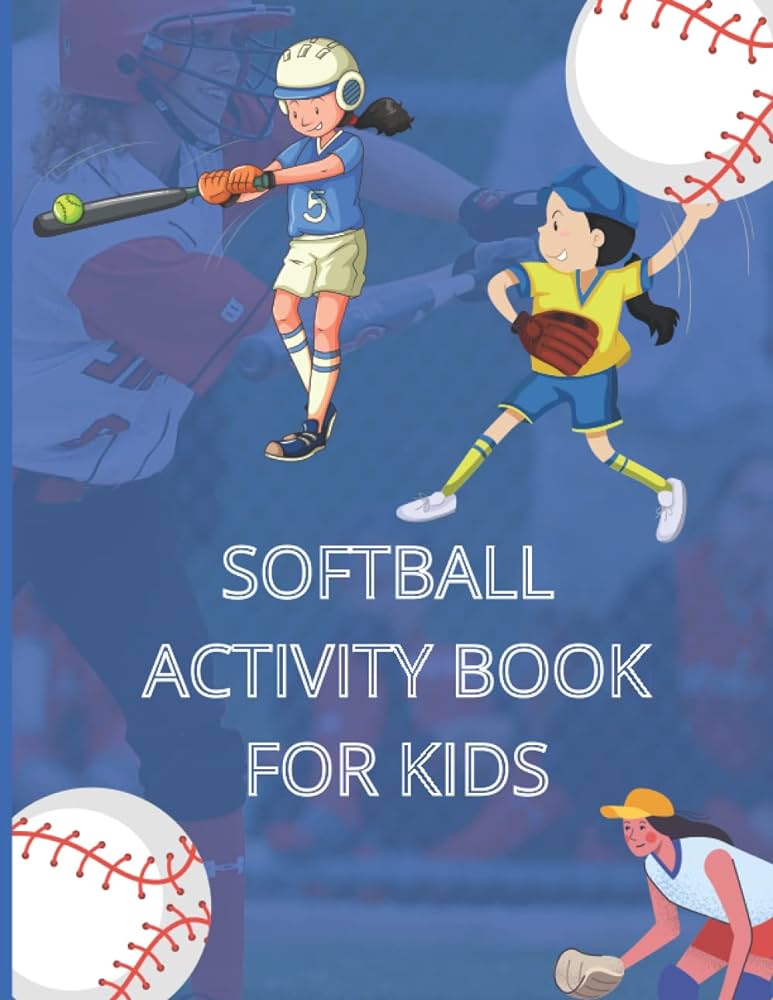 Softball activity book for kids fun filled activity workbook and loring book includes loring glove math pyramid logic puzzle mazes odd one out word search and more designs activityfun books