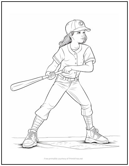 Baseball girl coloring page print it free