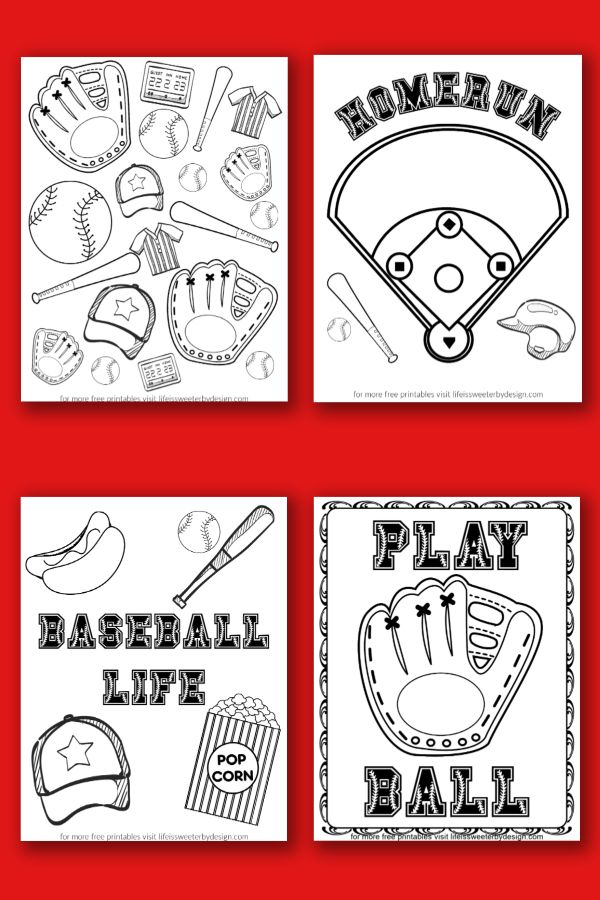 These free printable baseball color pages are perfect for sports lovers four different baseball â baseball coloring pages baseball printables baseball birthday