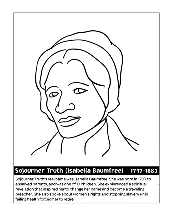 Speaker sojourner truth coloring page