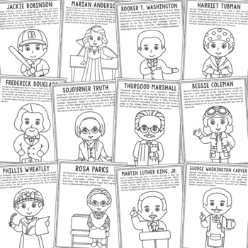 Black history month coloring pages posters biography worksheets activity