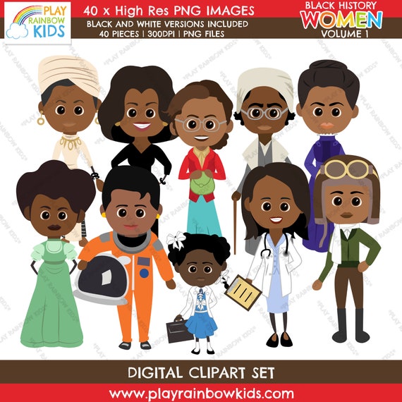 Black history month clipart women maya angelou rosa parks sojourner truth madam cj walker ruby bridges dr patricia bath