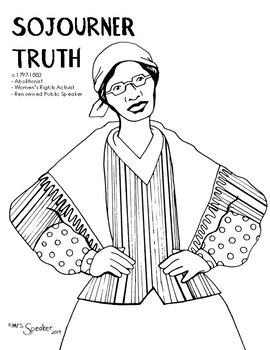 Sojourner truth coloring page by mrsspeaker tpt