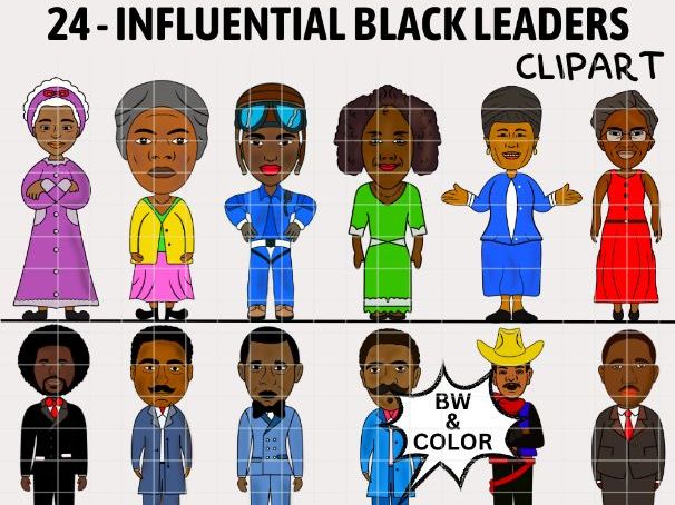 Black history month characters clipart influential black leaders teaching resources