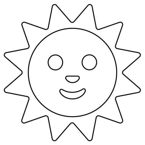 Sun with face emoji coloring page free printable coloring pages