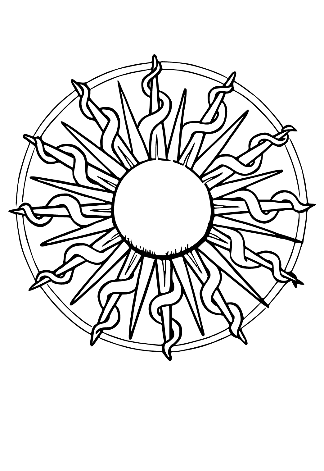 Desenho e imagem sol cãrculo para colorir e imprimir grãtis para adultos e crianãas